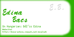 edina bacs business card